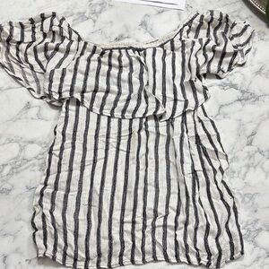 Rebel Sugar Black and White Striped Off-Shoulder Blouse